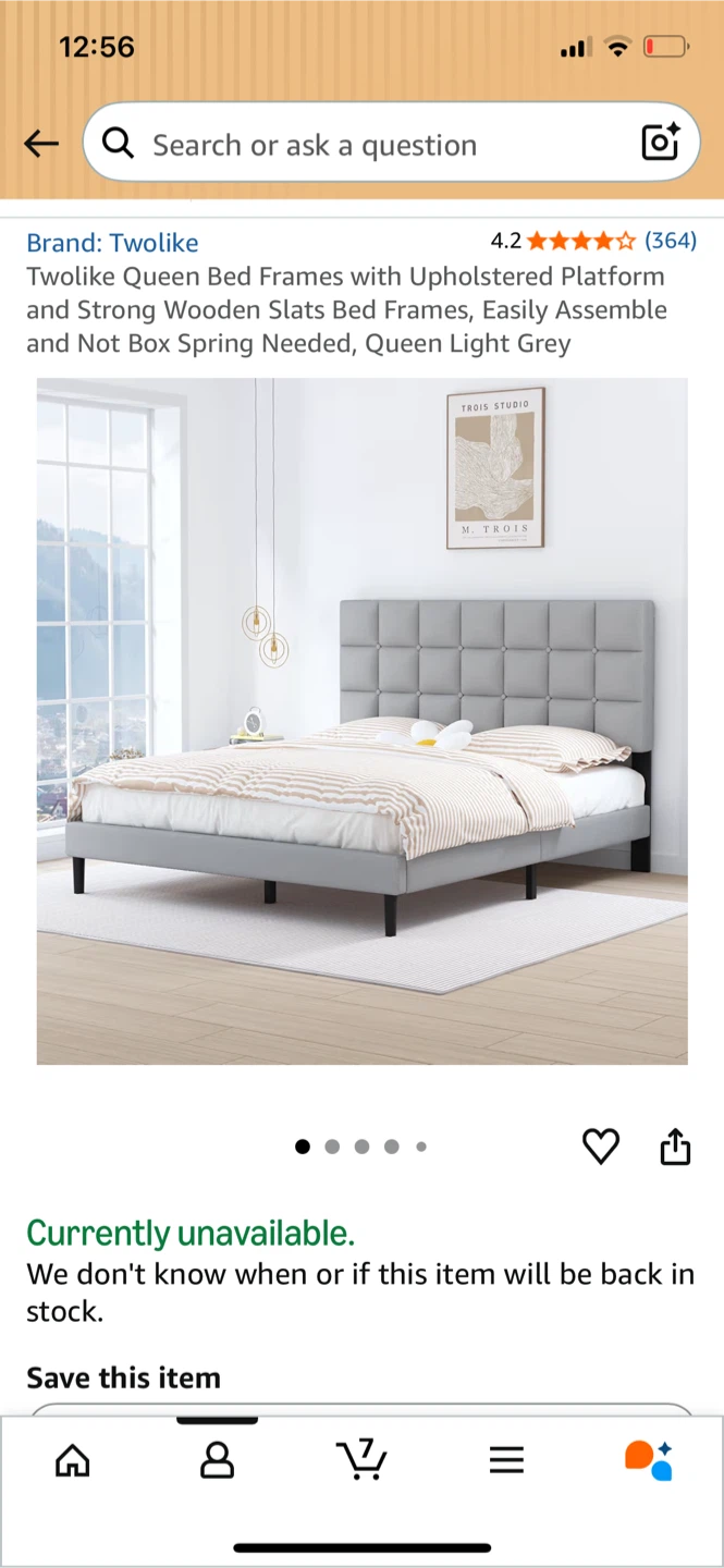 Twolike Queen Bed Frame Grey - photo 2