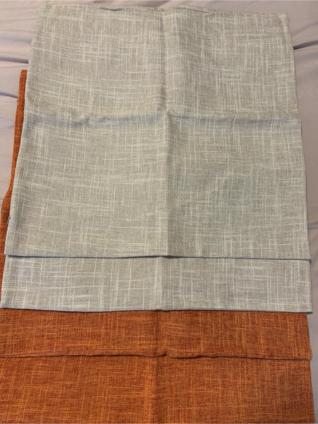 2 Grey and 2 Orange Linen Pillow Covers