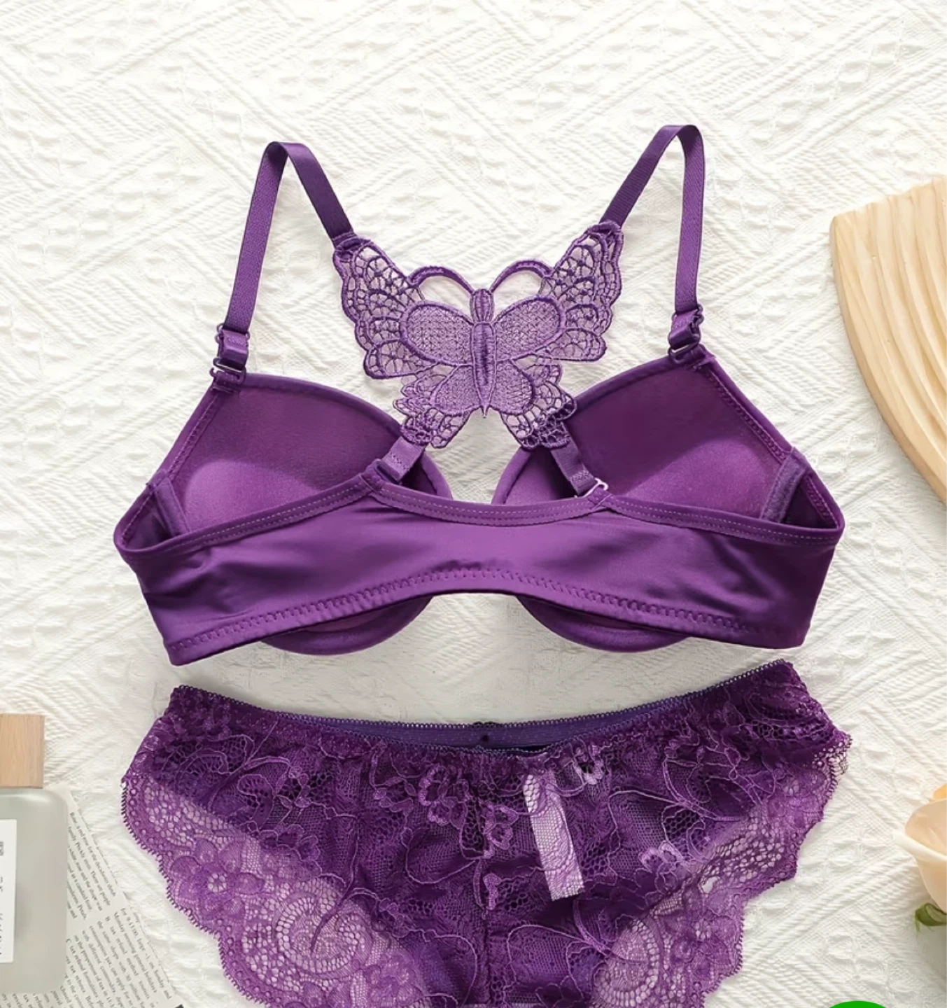 Purple Lace Butterfly Bra and Panty Set - photo 2