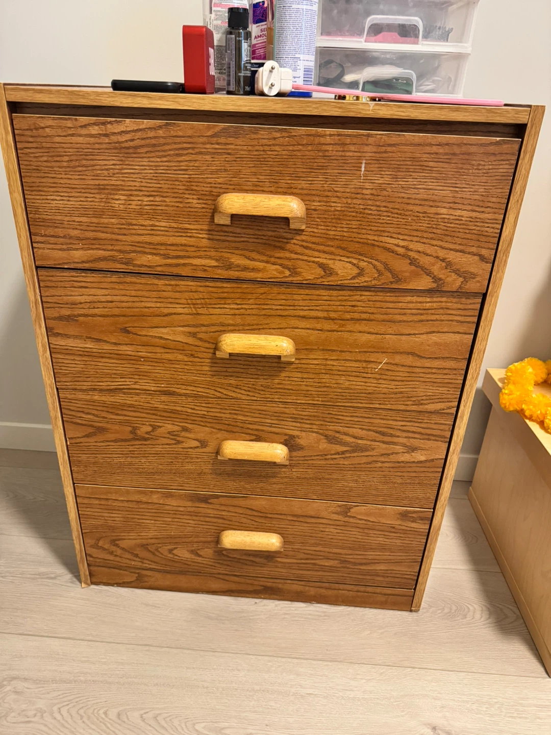 Solid wood four drawer dresser