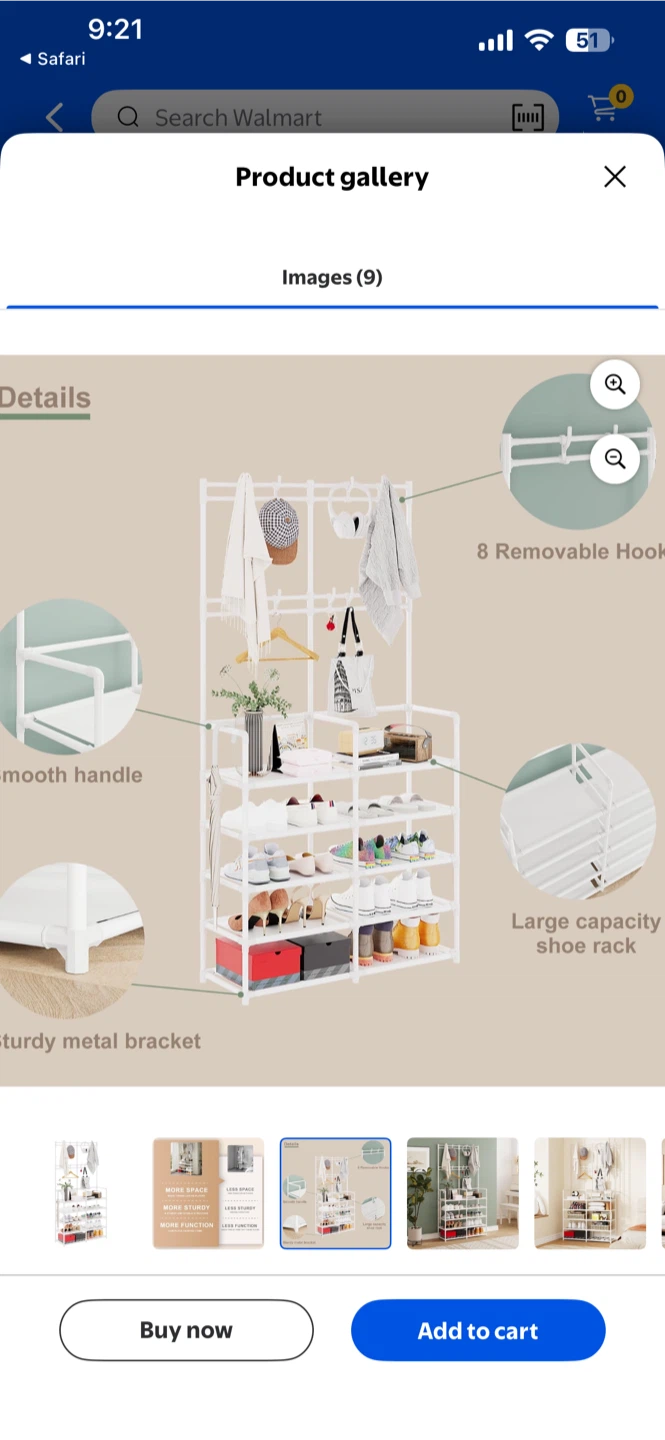 5-Tier Shoe Rack with Hanging Rail - photo 3