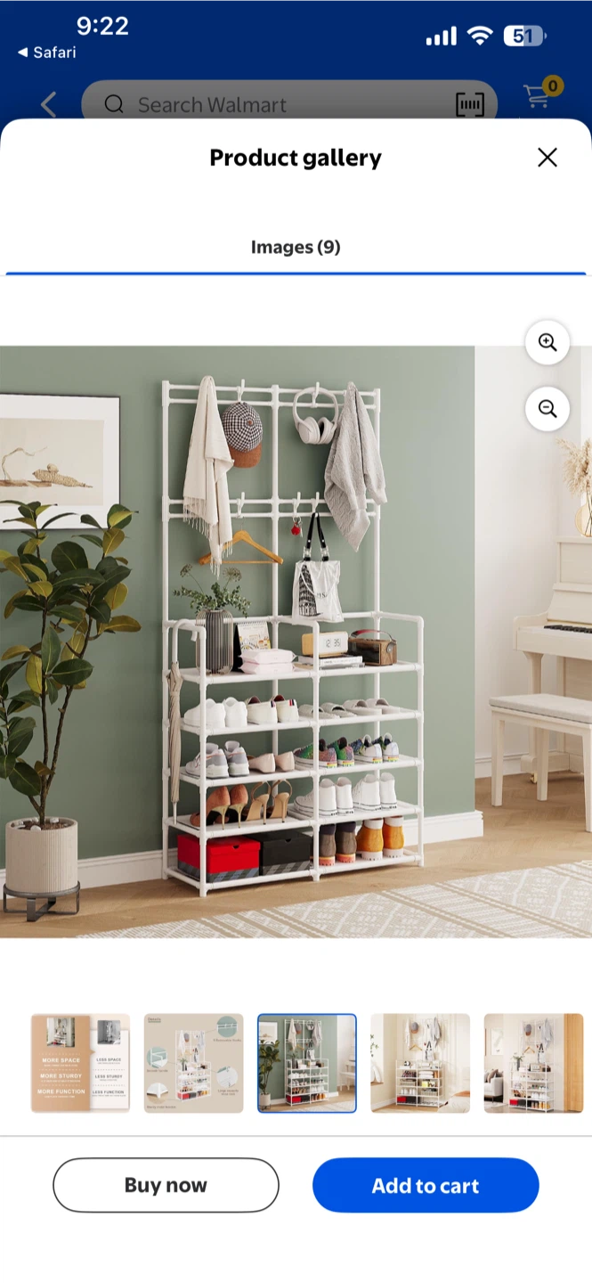 5-Tier Shoe Rack with Hanging Rail