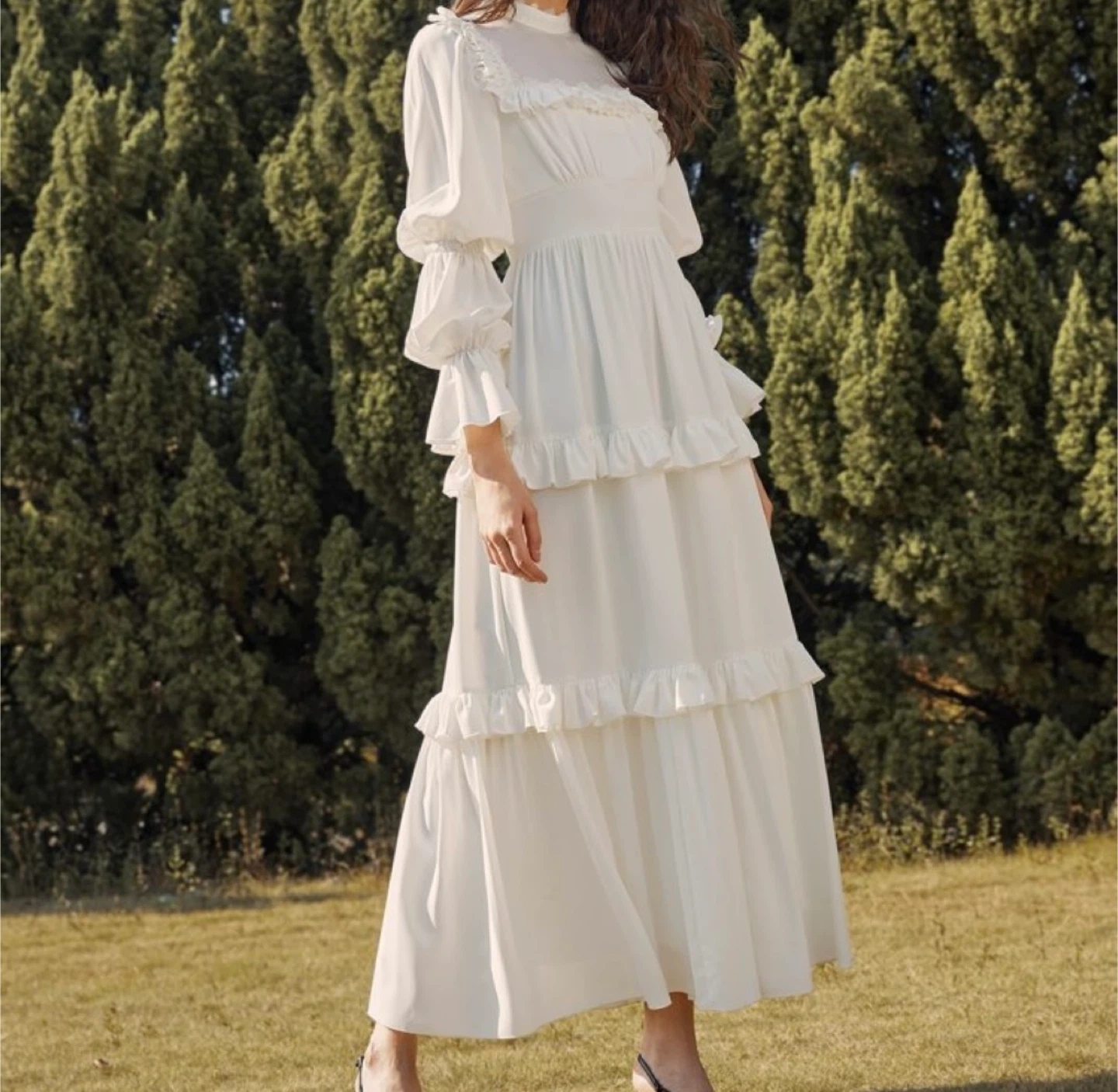 White Ruffle Tiered Maxi Dress - photo 3