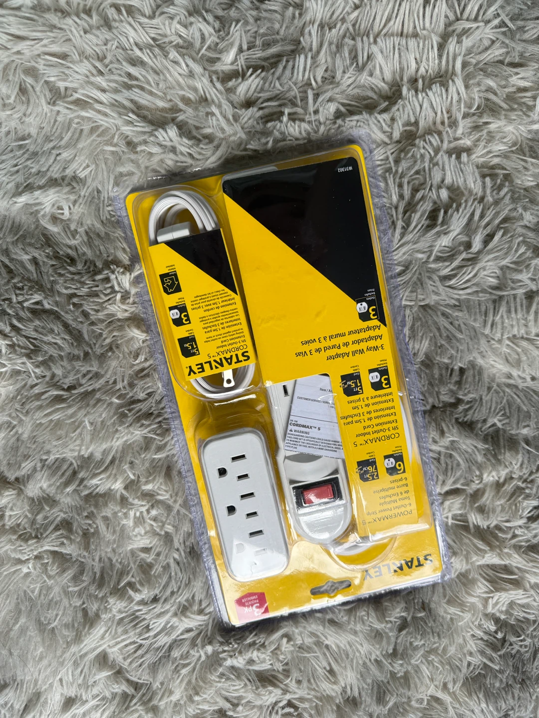 Stanley 3-Way Wall Adapter and 6-Outlet Power Strip