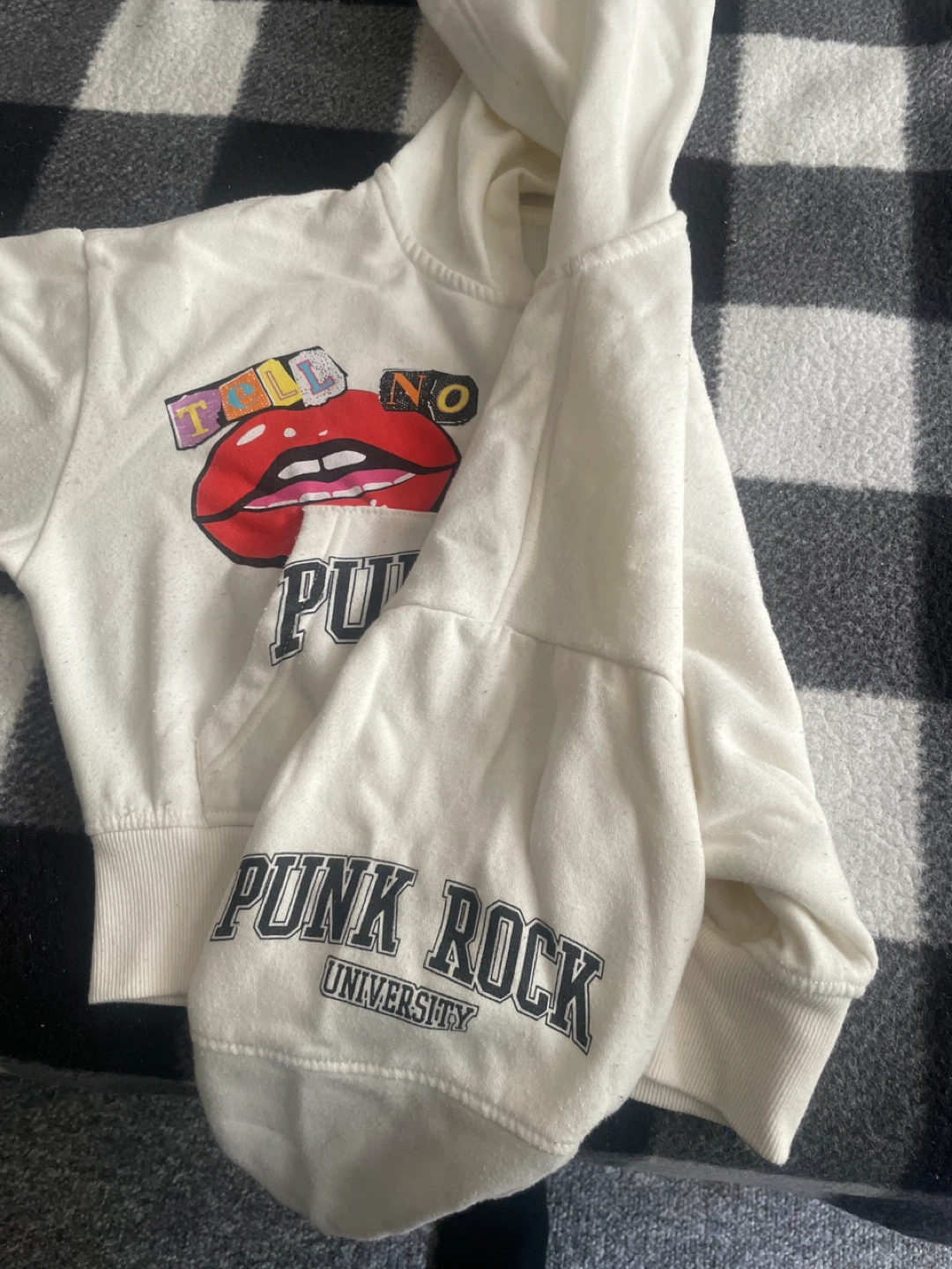 Forever 21 Cream Punk Rock University Zip-Up Hoodie - photo 3