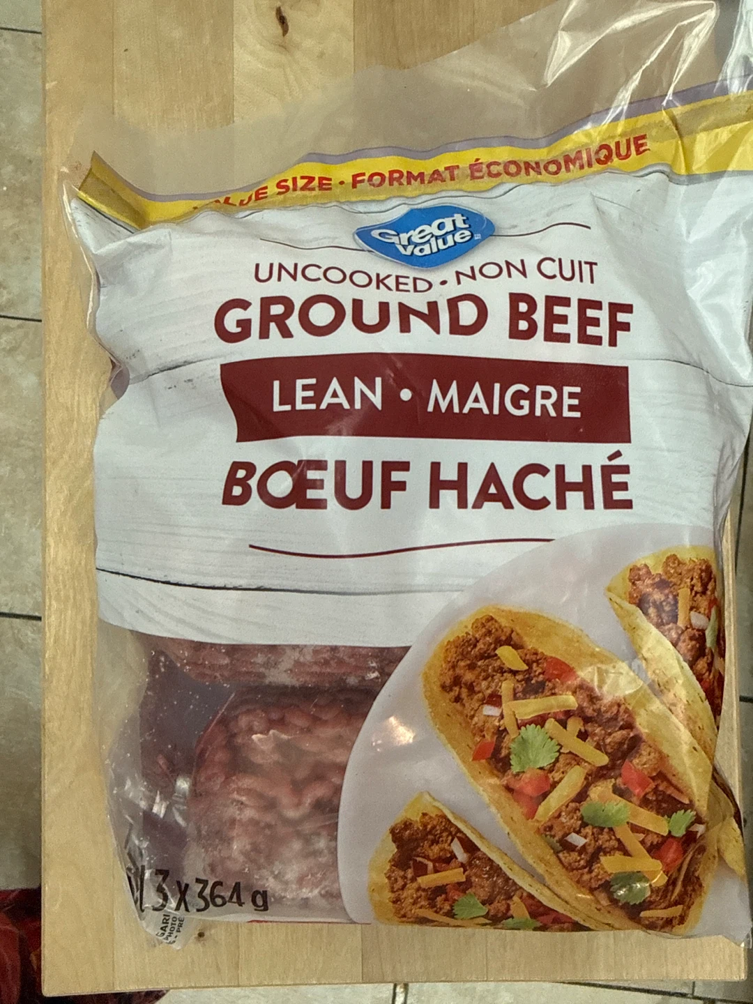 Great Value Lean Ground Beef - 3 x 364g