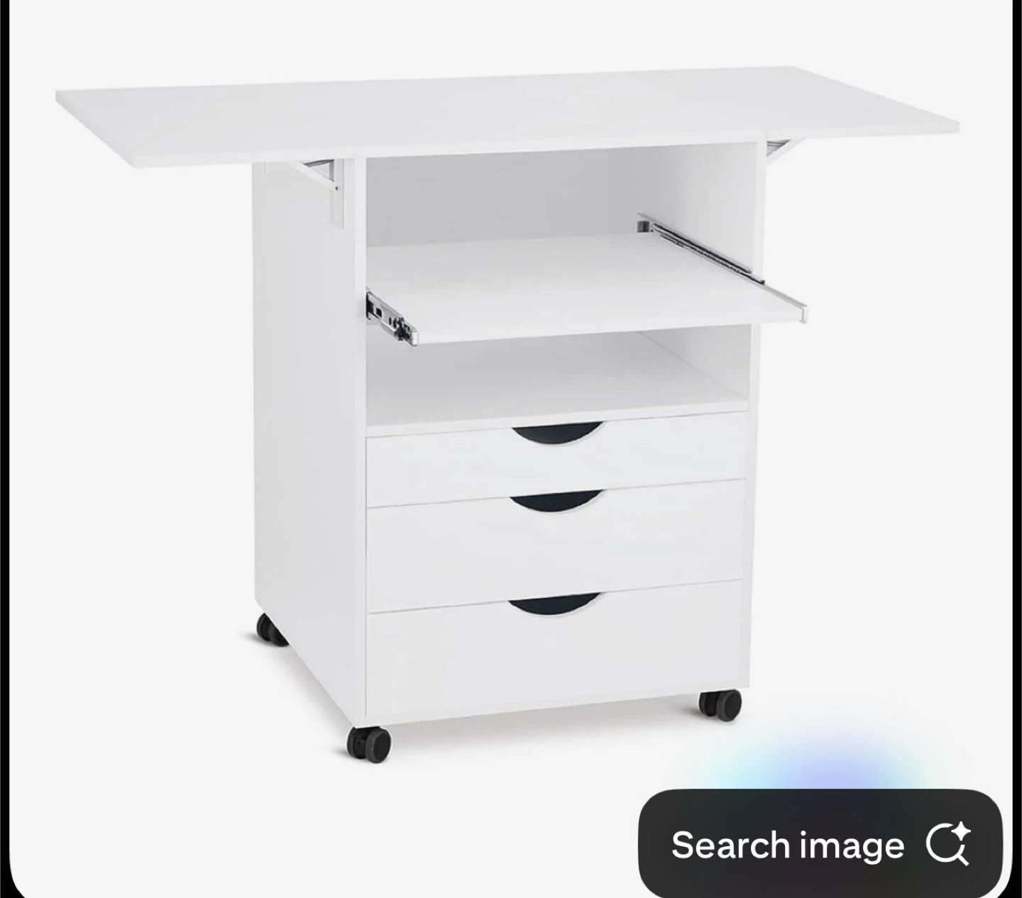 White Rolling Craft Cart with Drawers and Fold-Out Table - photo 2