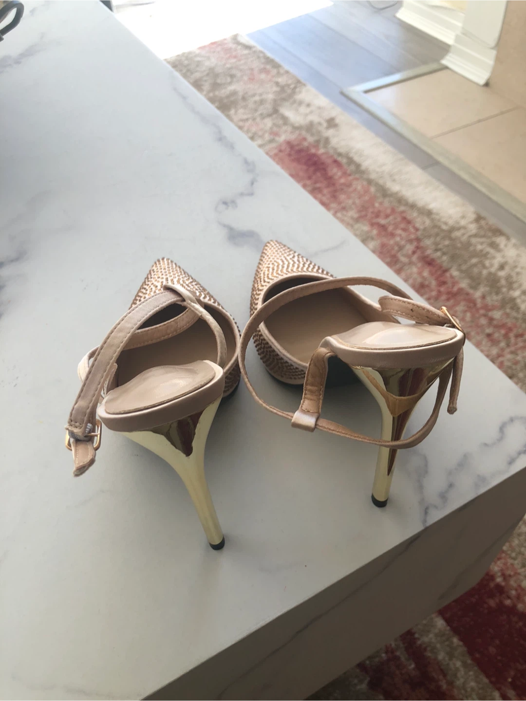 Gold Rhinestone Heels with Ankle Strap - photo 4