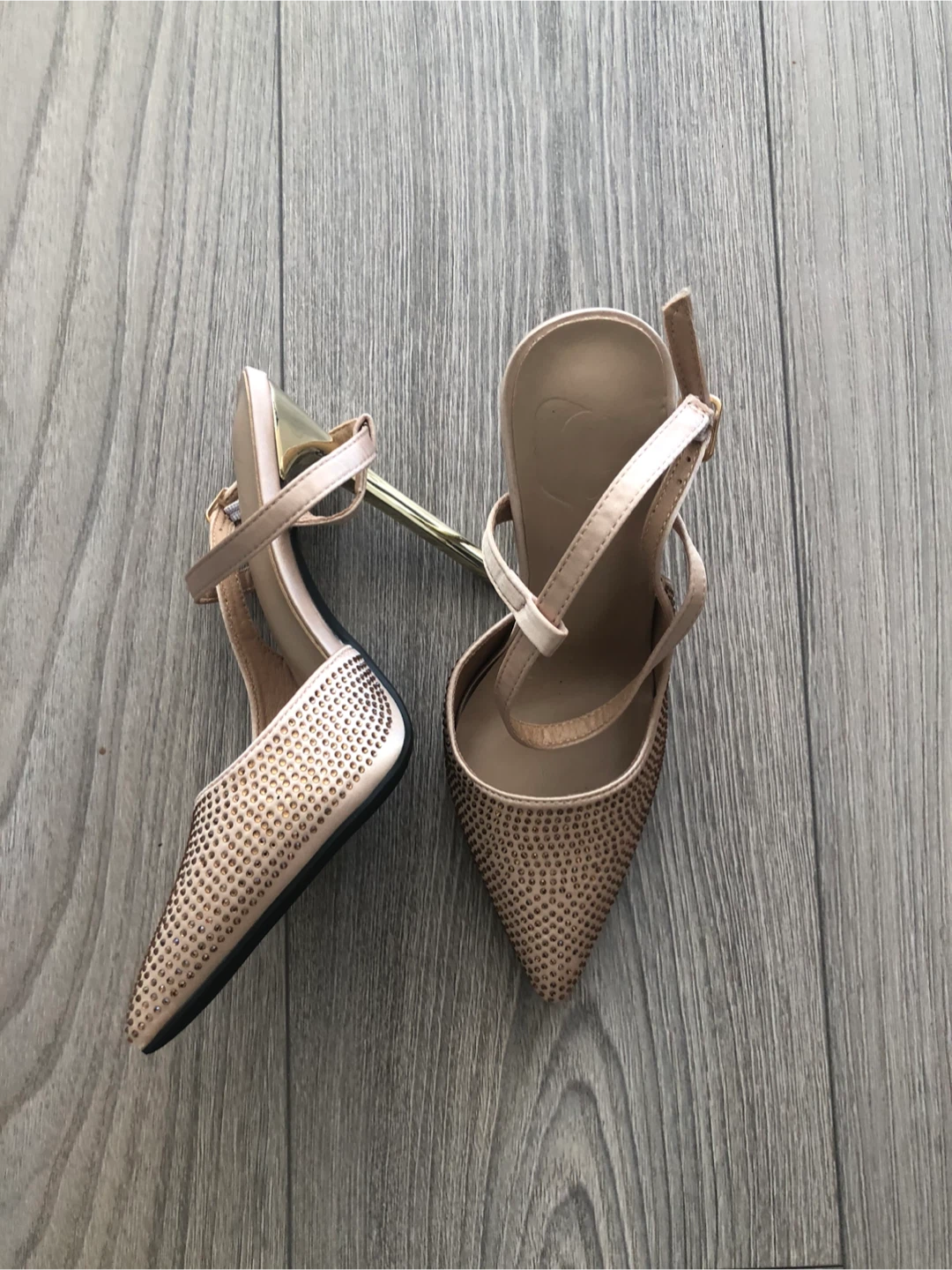 Gold Rhinestone Heels with Ankle Strap - photo 3