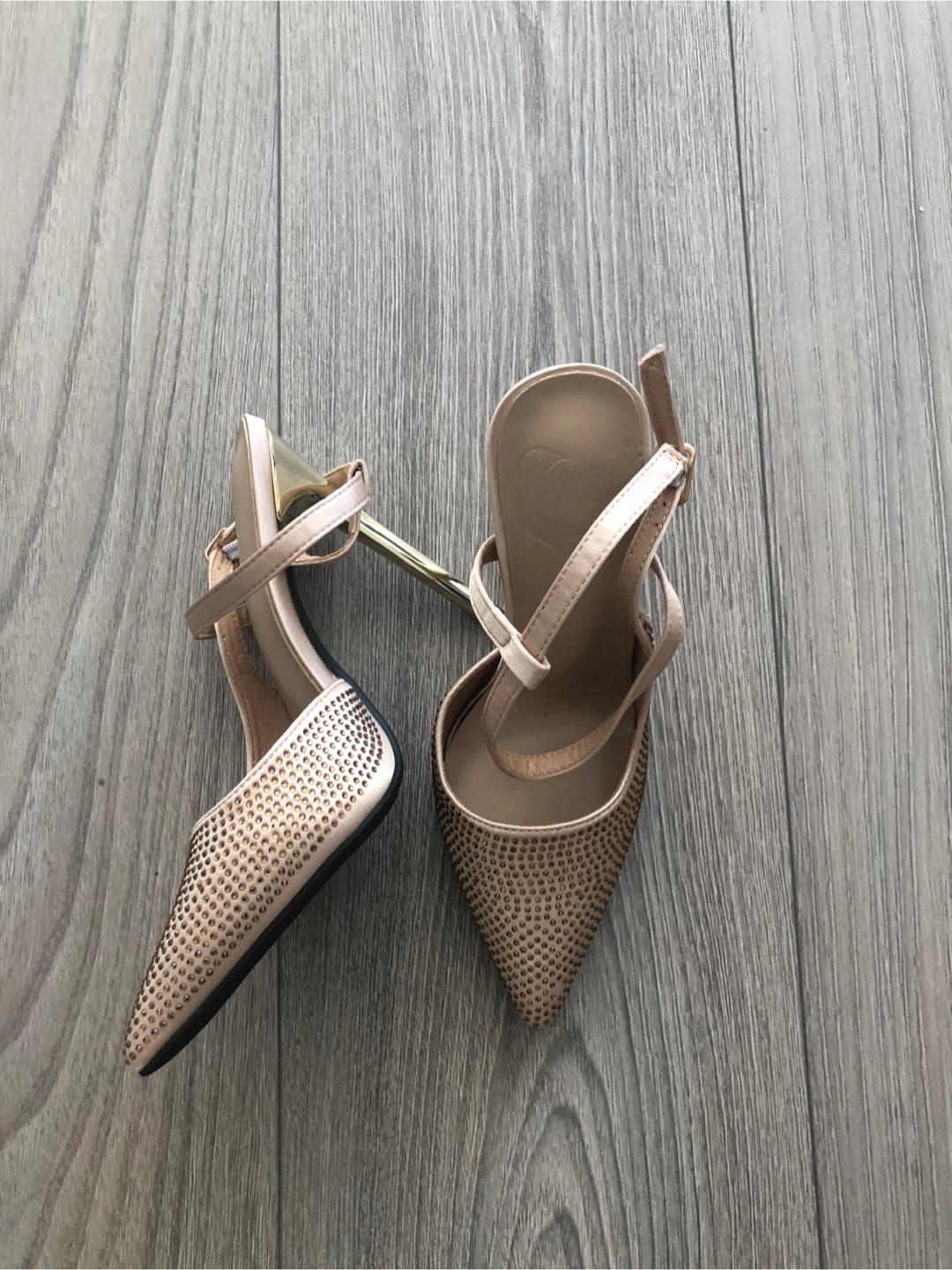 Gold Rhinestone Heels with Ankle Strap - photo 2