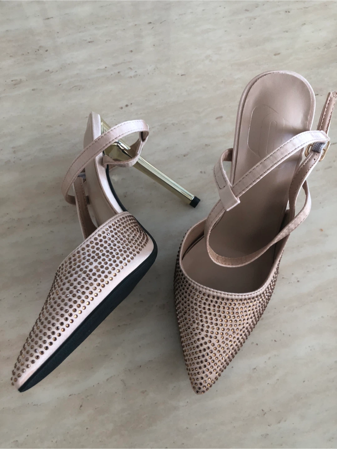 Gold Rhinestone Heels with Ankle Strap - photo 5