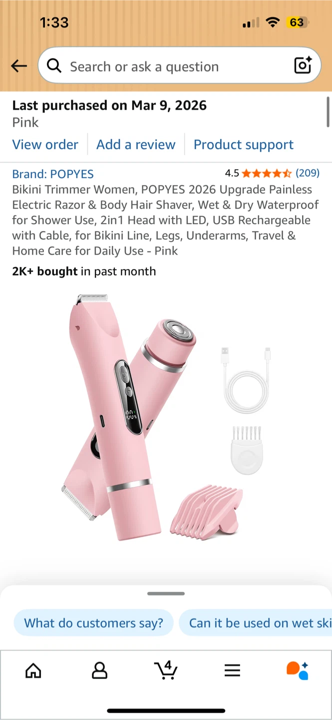 Bikini Trimmer Women Electric Razor & Body Hair Shaver Pink - photo 3