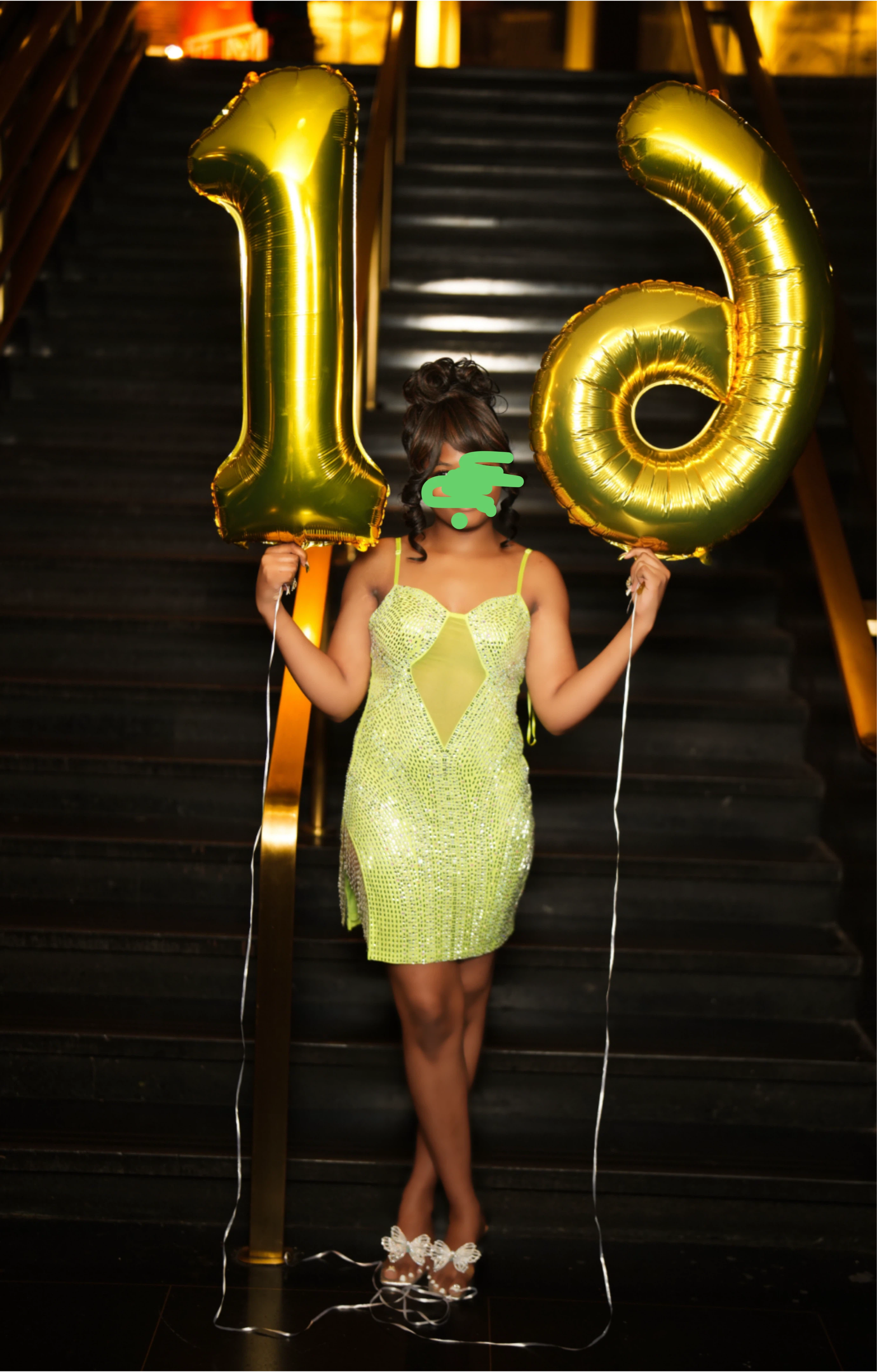 Lime Green Rhinestone Mini Dress with Fringe - photo 2