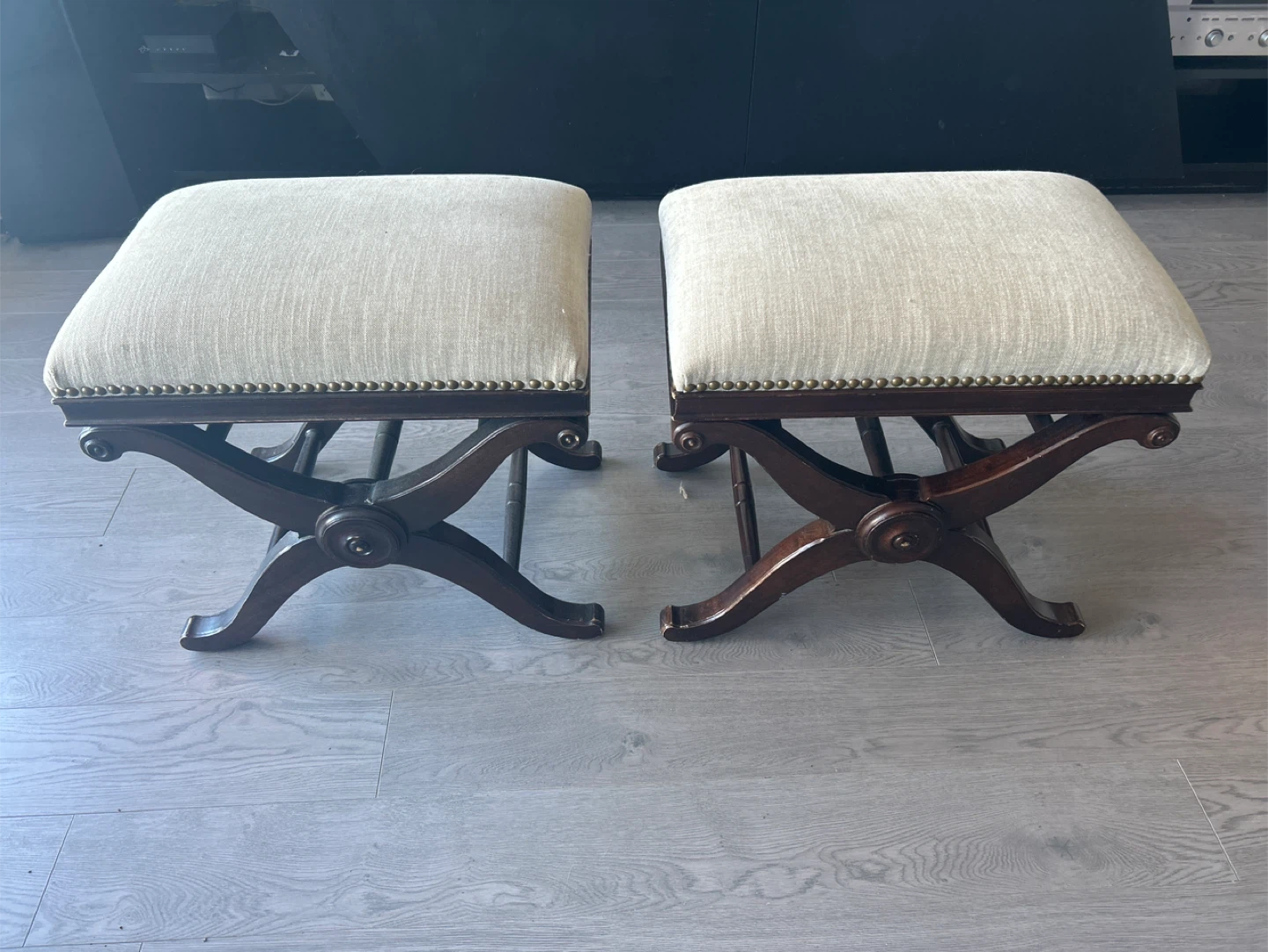 Set of 2 Upholstered Footstools