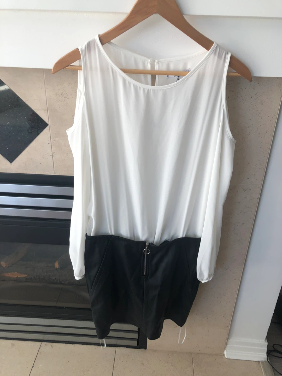 New Mango White & Black Cold   shoulder Dress Size M - photo 2