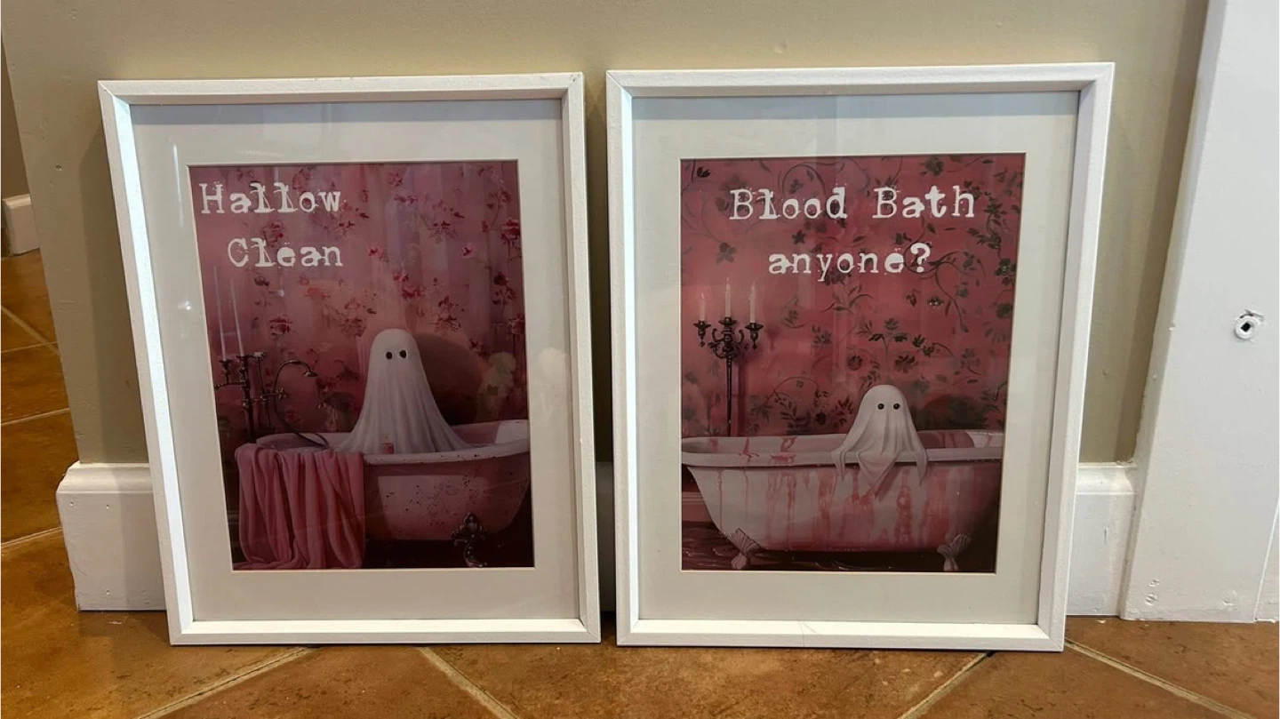 Set of 2 Framed Halloween Ghost Prints