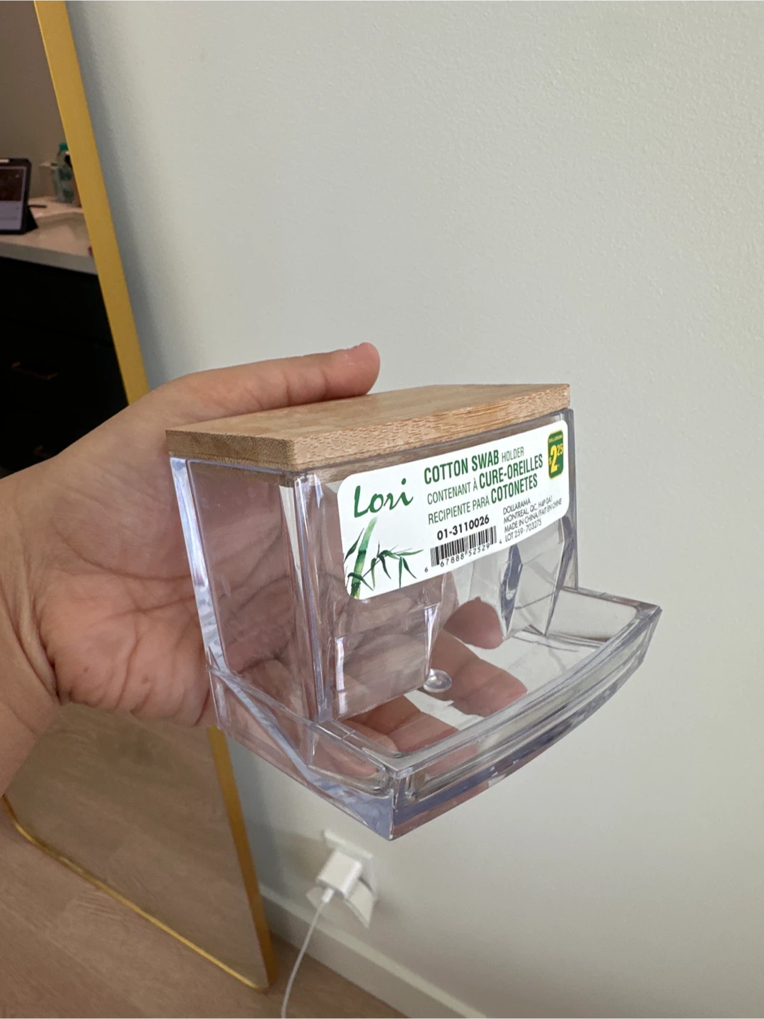Lori Cotton Swab Holder with Bamboo Lid - photo 2