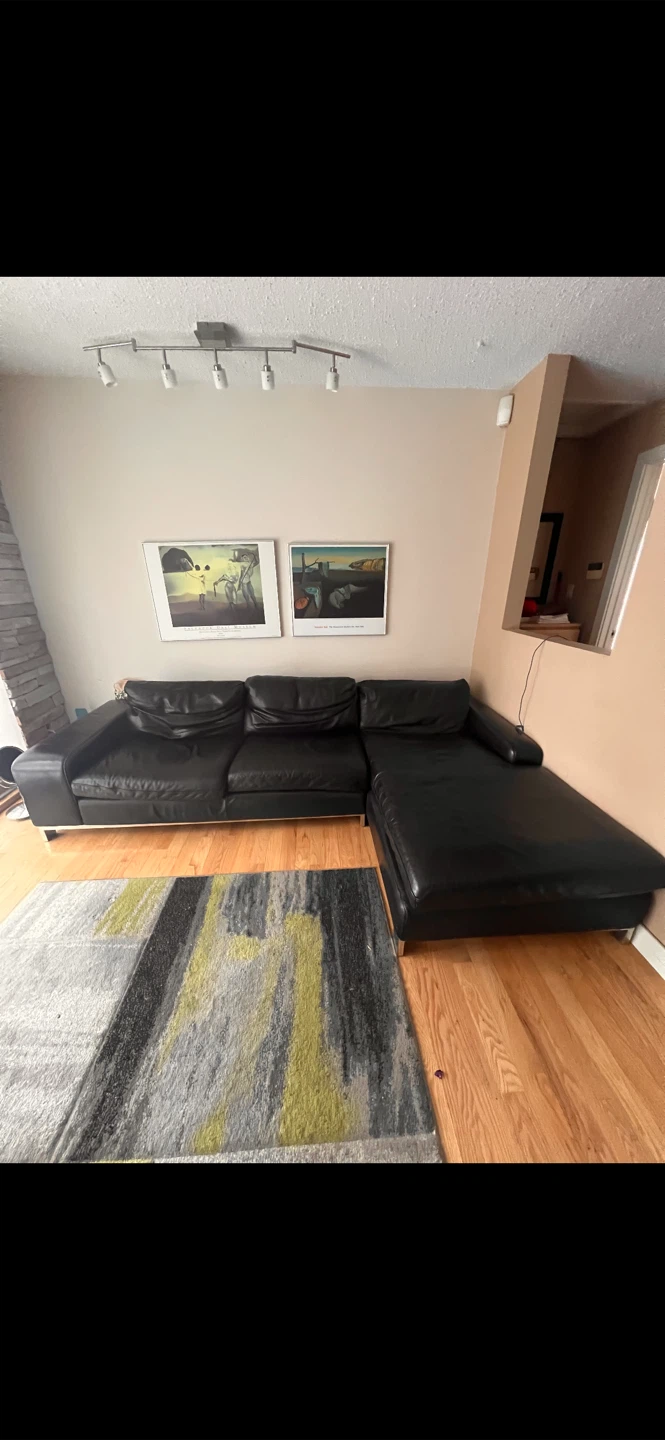 Black Leather Sectional Couch