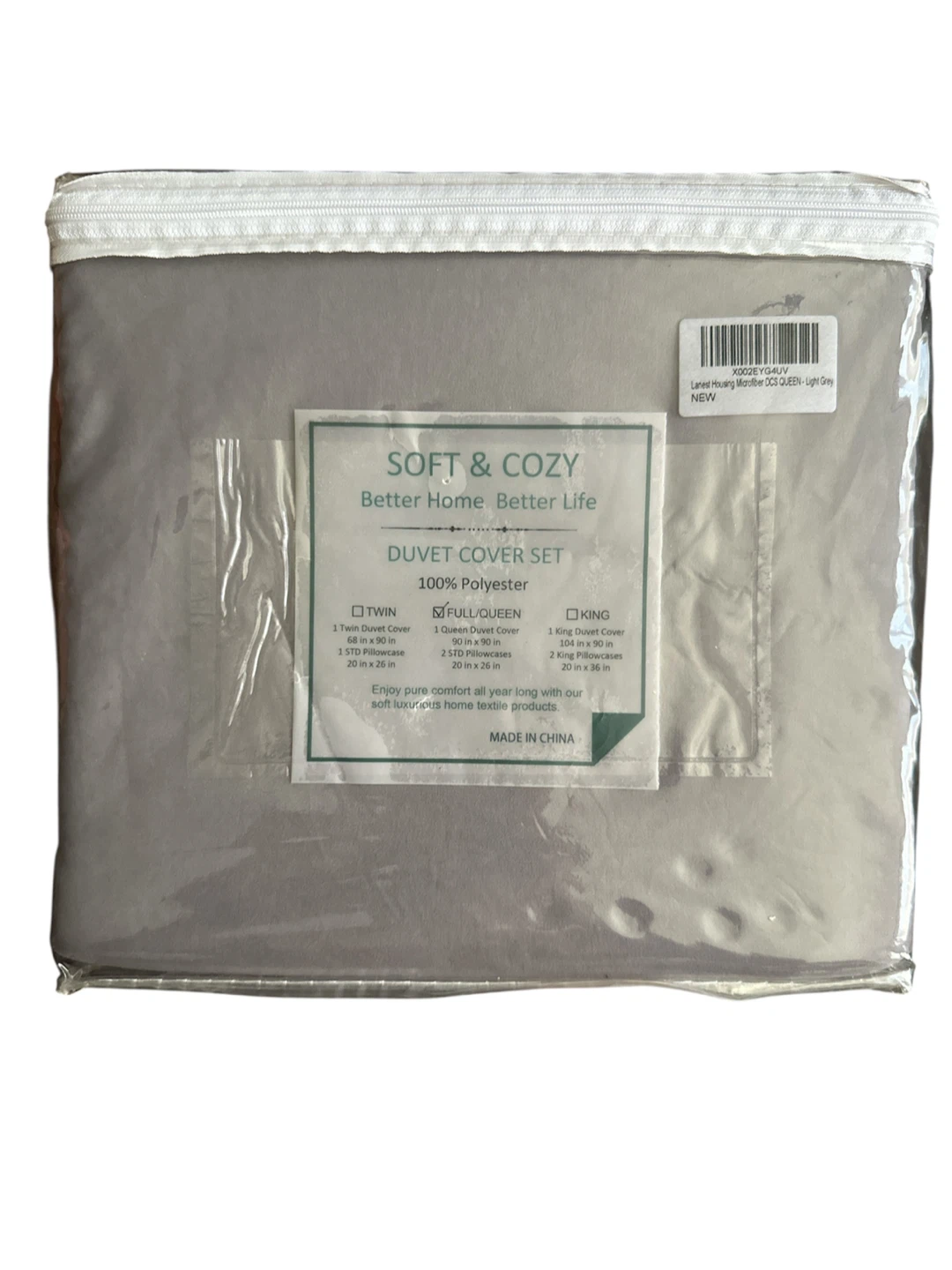 Soft & Cozy Duvet Cover Set - Queen - Light Grey - photo 2