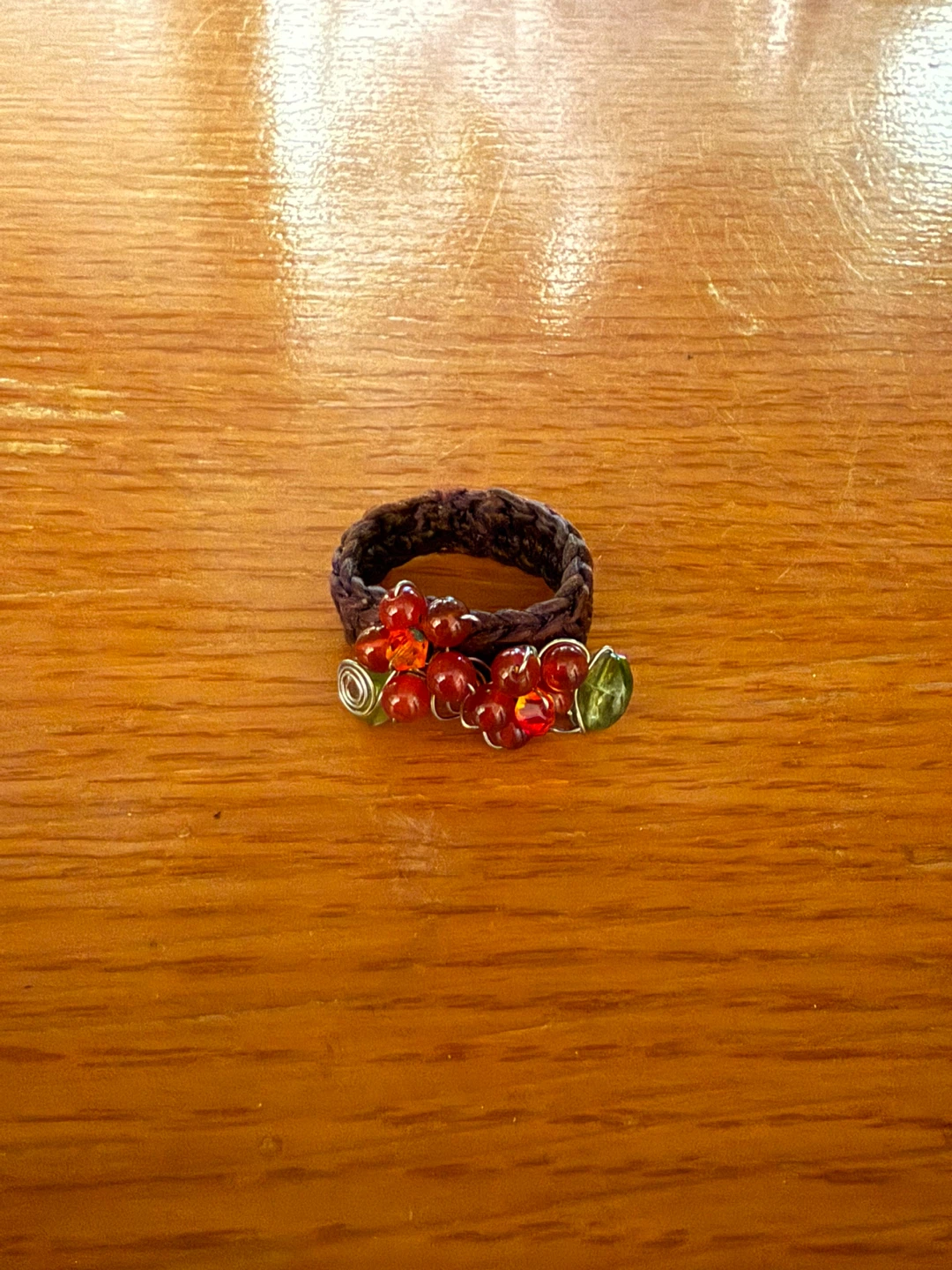 Handmade Beaded Ring with flower design