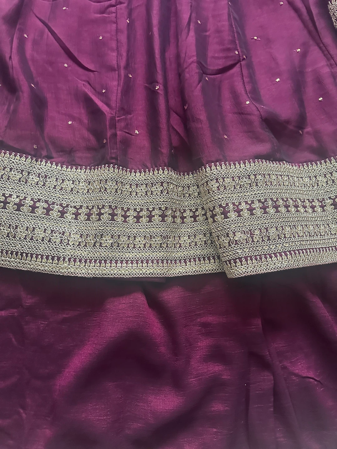 BN Indian Ethnic Wear Dress - Purple Silk with Gold Embroidery - photo 3