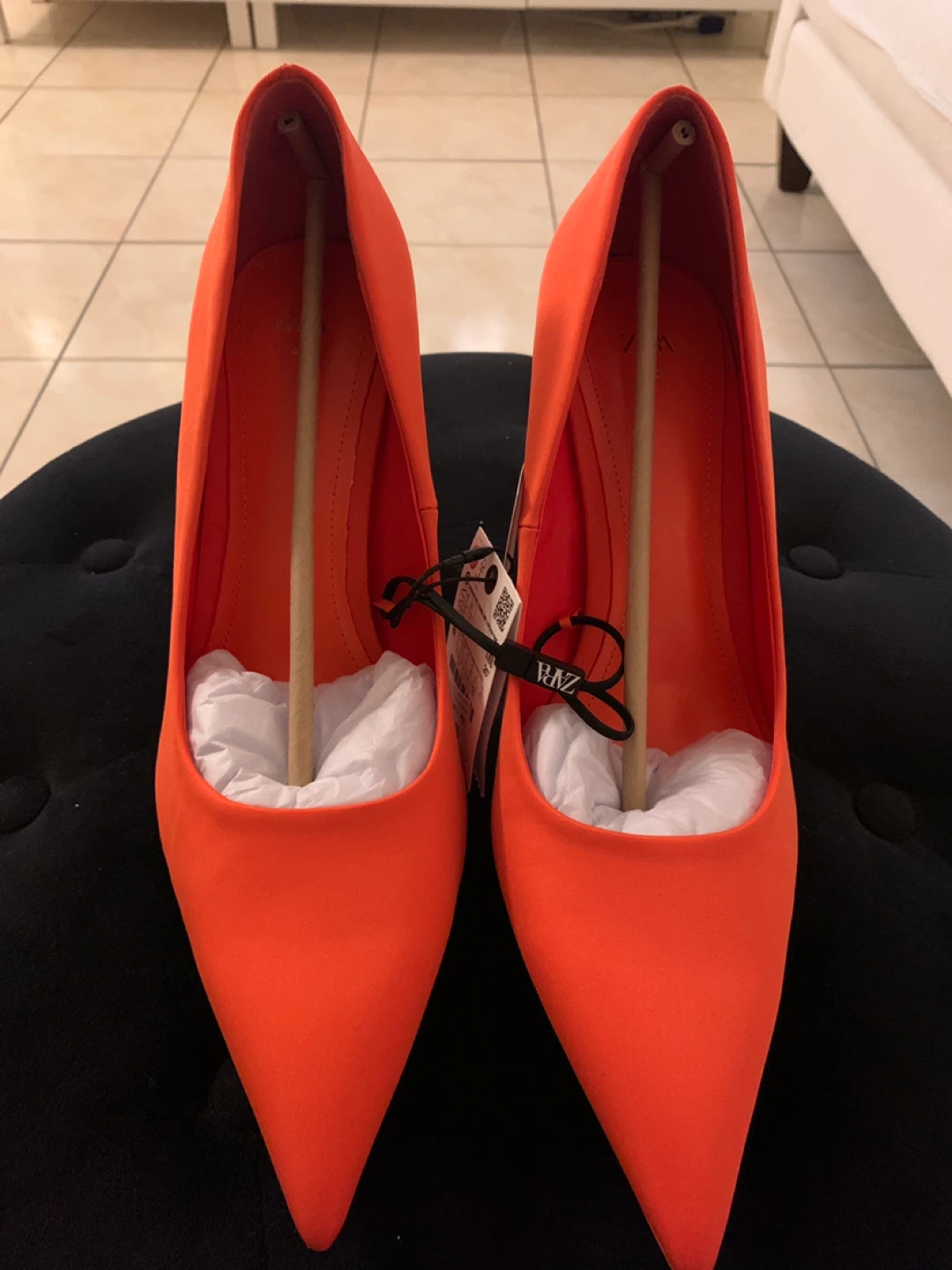Zara Women's Orange Stiletto Heel Pumps Size 42