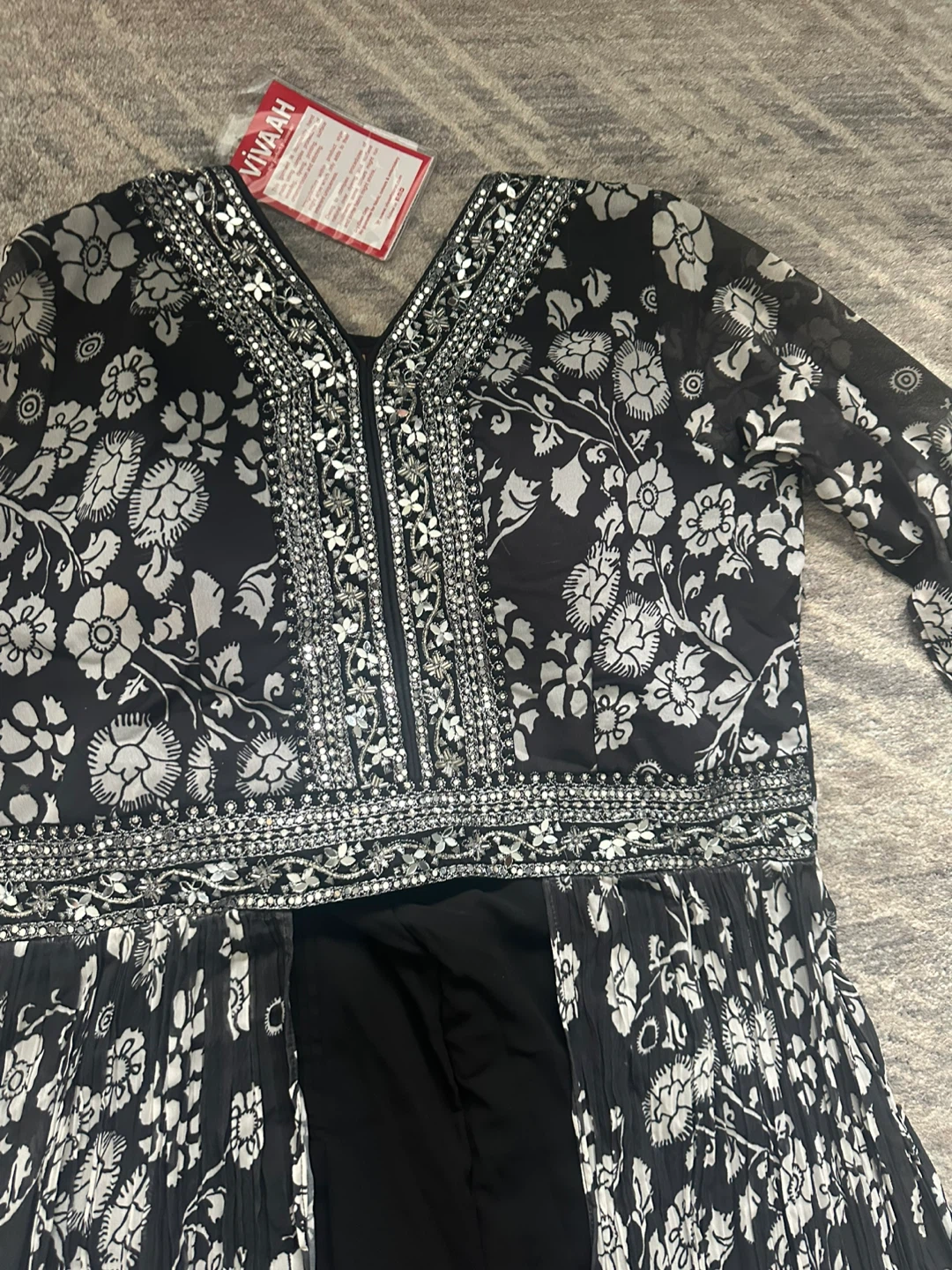 VIVA-AH Women's Black Floral Maxi Dress with Embellishment - photo 2