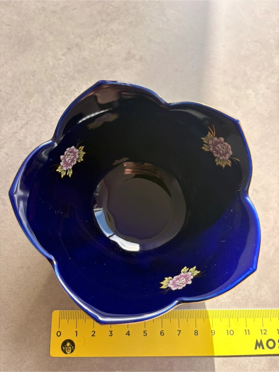 Vintage Japanese Cobalt Blue Porcelain Bowl – Peacock Floral - photo 5