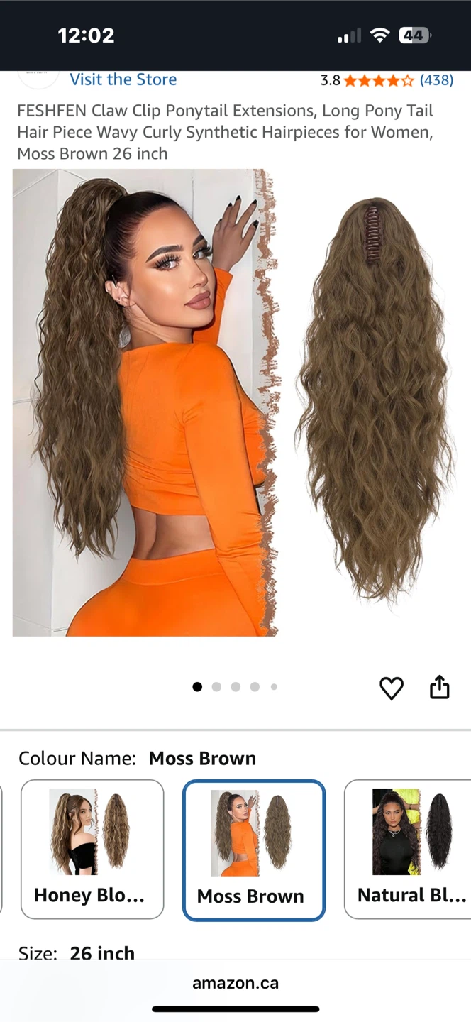 Claw Clip Ponytail Extension - Moss Brown, 26 inch read AD