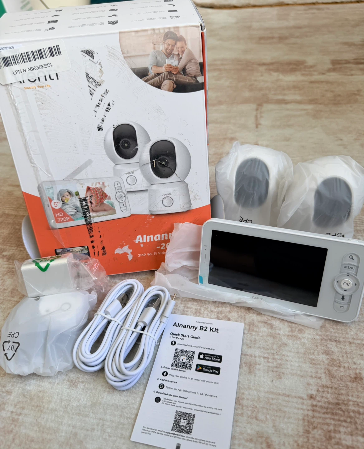 Ainannyy B2 Wi-Fi Video Baby Monitor 2-Camera Kit