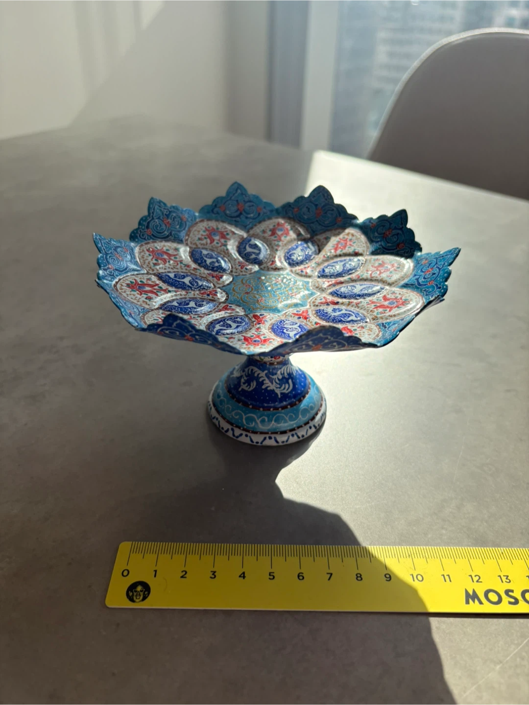 Persian-Style Hand-Painted Pedestal Bowl – DecorativeDish - photo 3