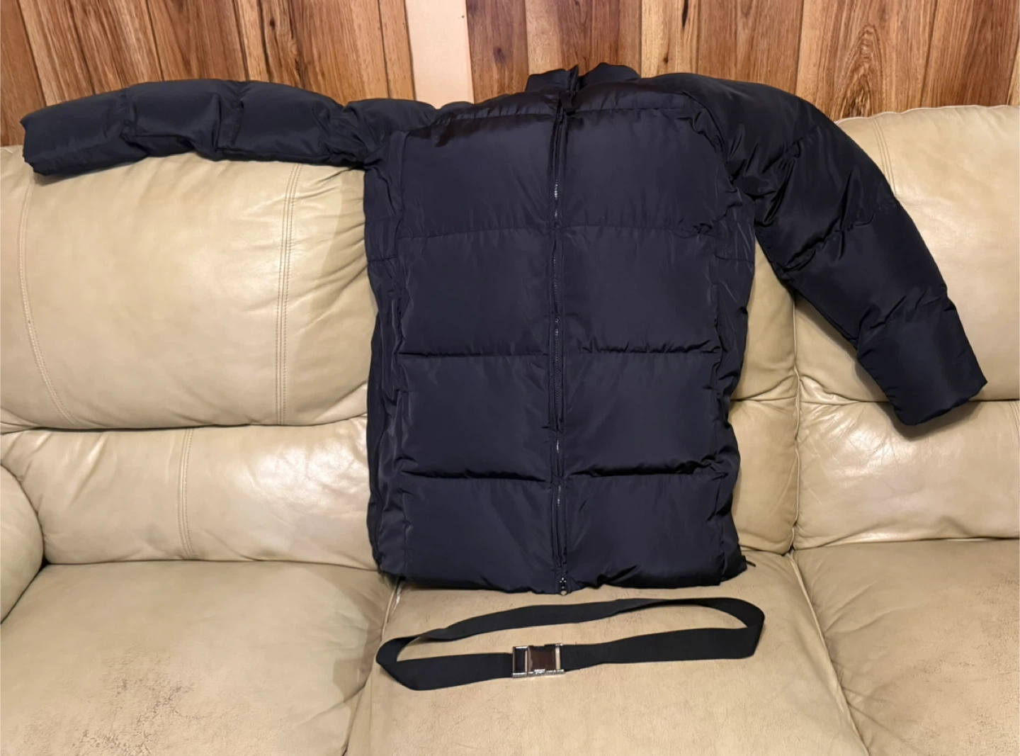 Fabletics Puffer Jacket with Belt, size L, $50
