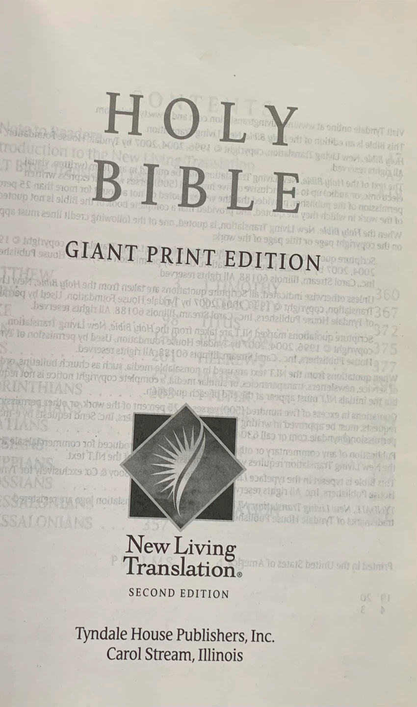 New Living Translation Holy Bible Giant Print Edition - photo 2