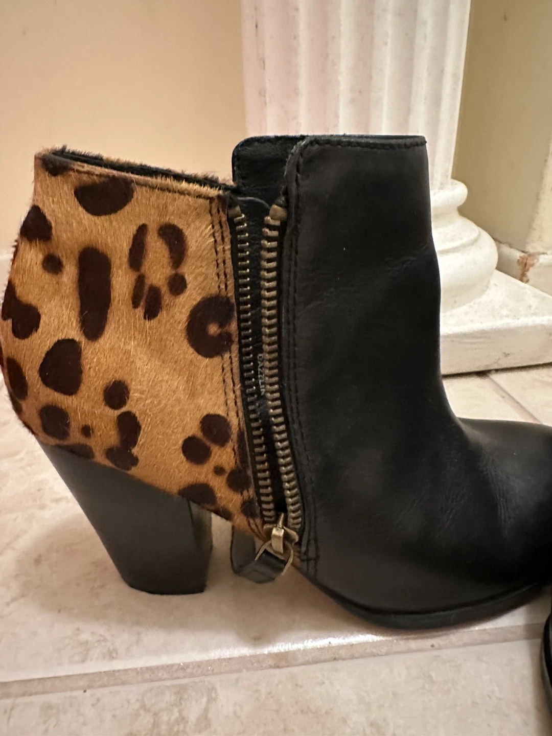 ALDO Leopard Print & Black Leather Ankle Boots - photo 4