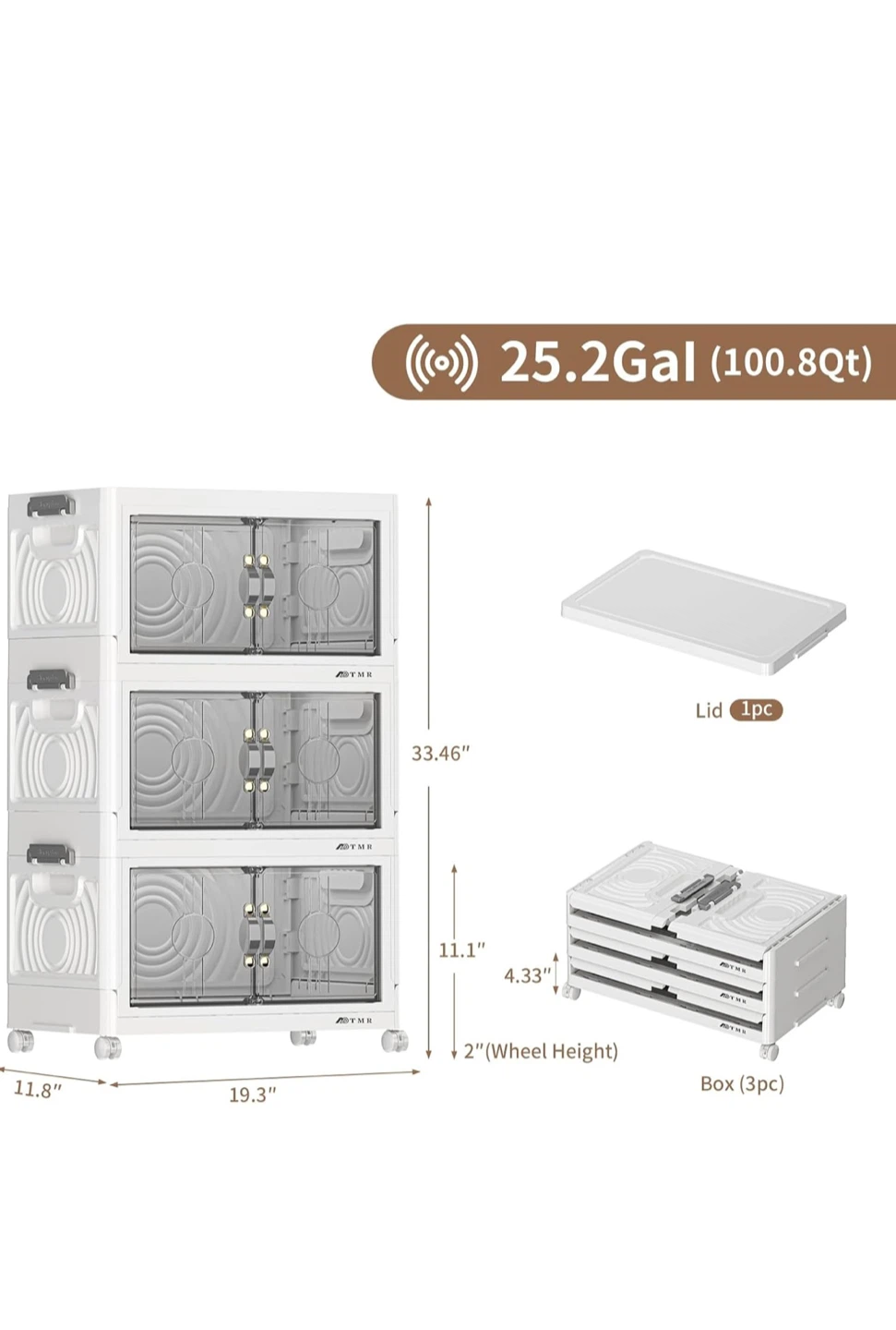 Folding Storage Cabinet with 3 Drawers - photo 2