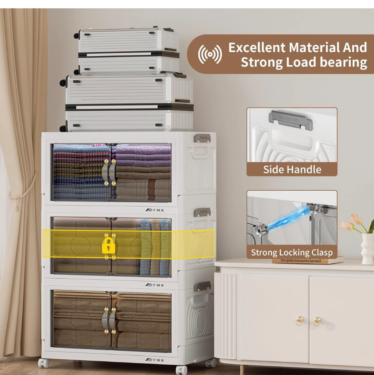 Folding Storage Cabinet with 3 Drawers - photo 3