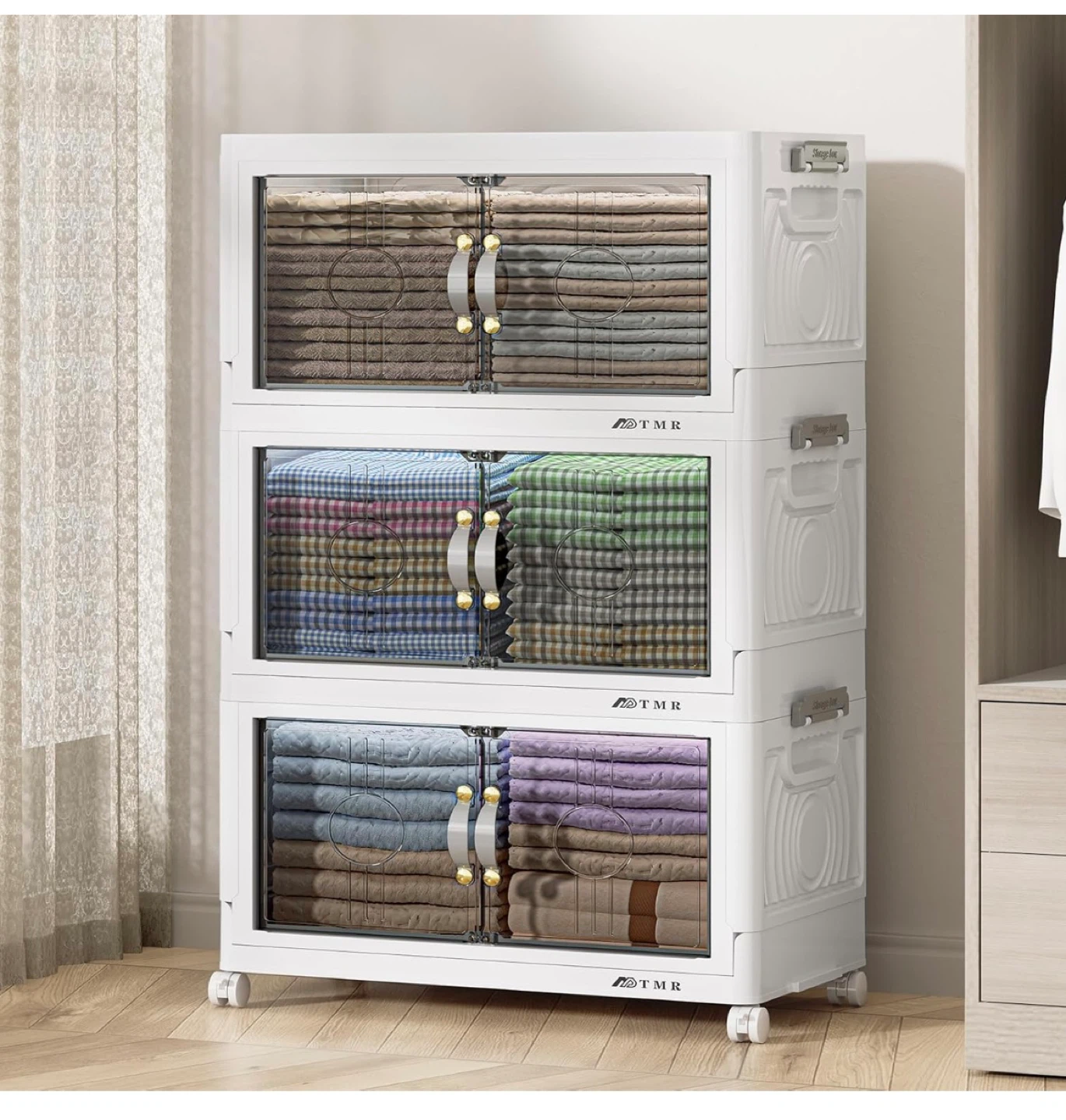 Folding Storage Cabinet with 3 Drawers