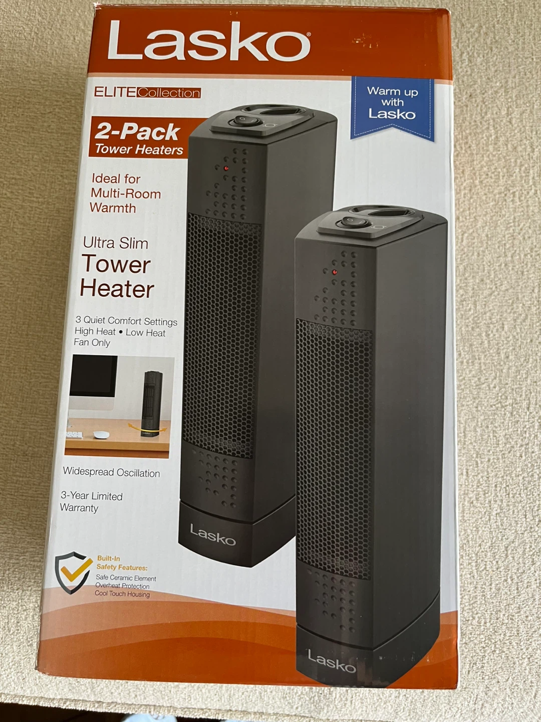 Lasko 2-Pack Ultra Slim Tower Heaters