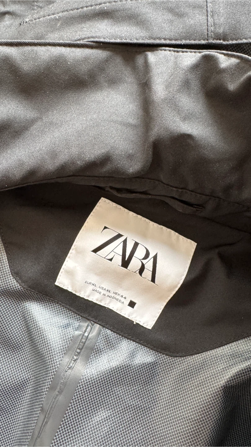 Zara Black Hooded Rain Jacket XL - photo 2