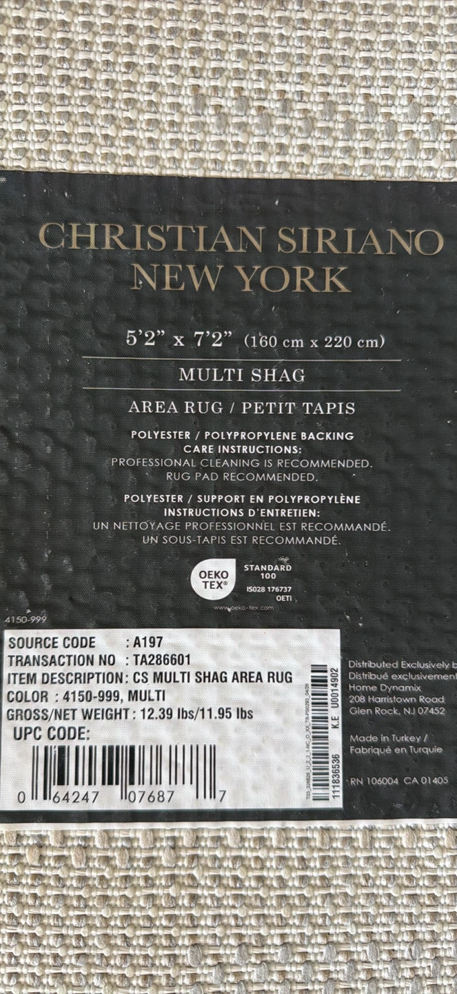 Christian Siriano New York 5'2" x 7'2" Multi Shag Area Rug