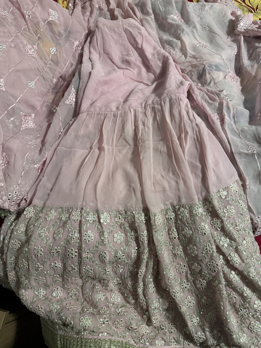 Pink Embroidered Formal Dress with Dupatta - photo 3