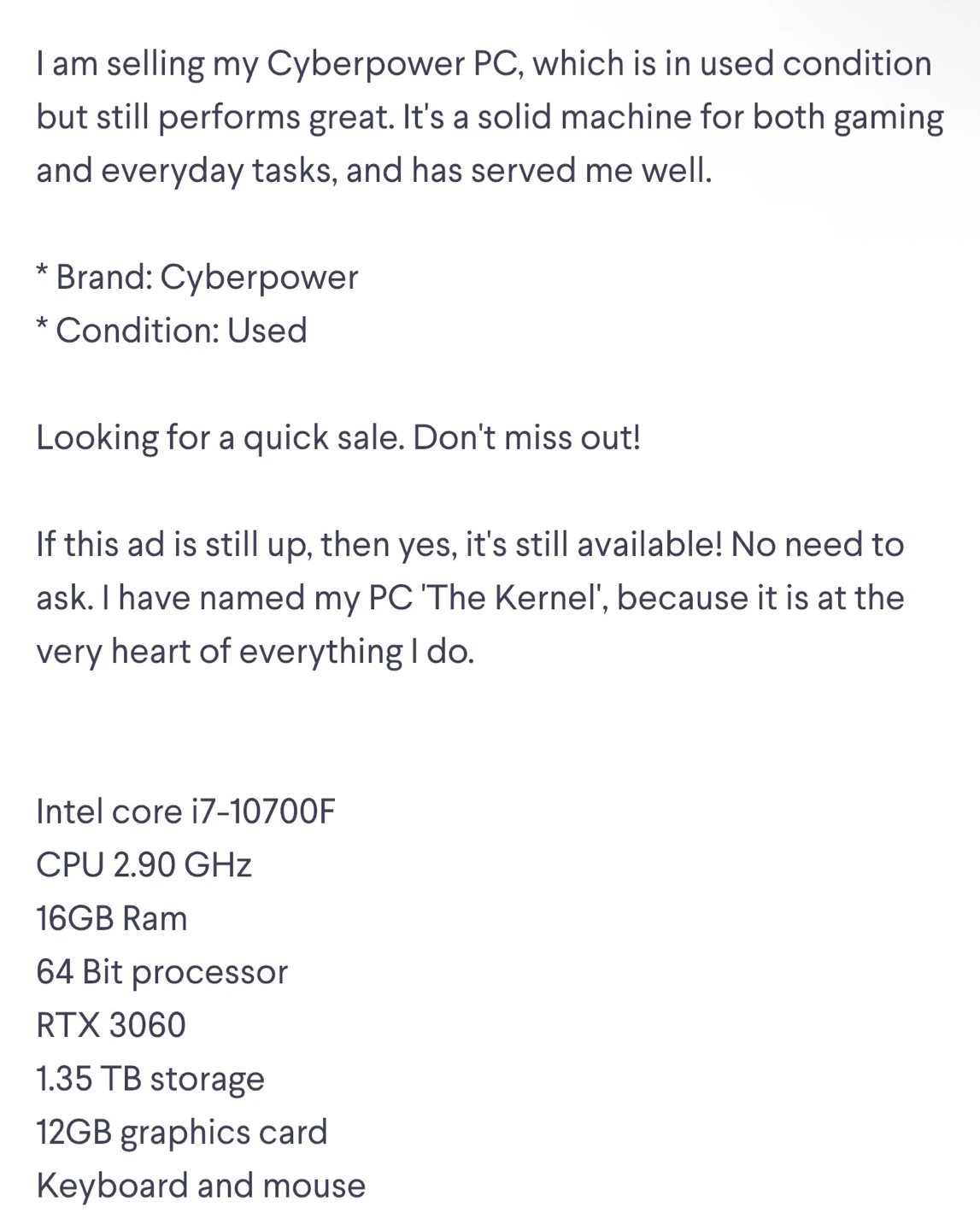 Cyberpower PC with Intel i7-10700F, 16GB RAM, RTX 3060 - photo 2