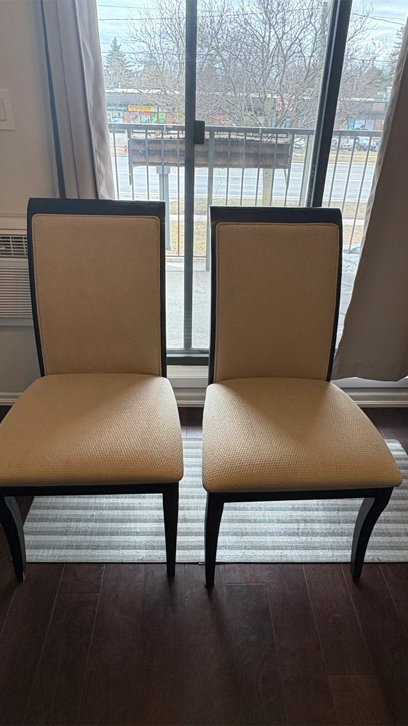 Two beige upholstered dining chairs - photo 2