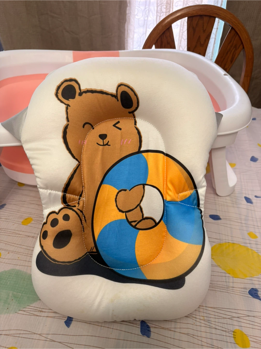 Pink Collapsible Baby Bathtub with Bear Pad - photo 4