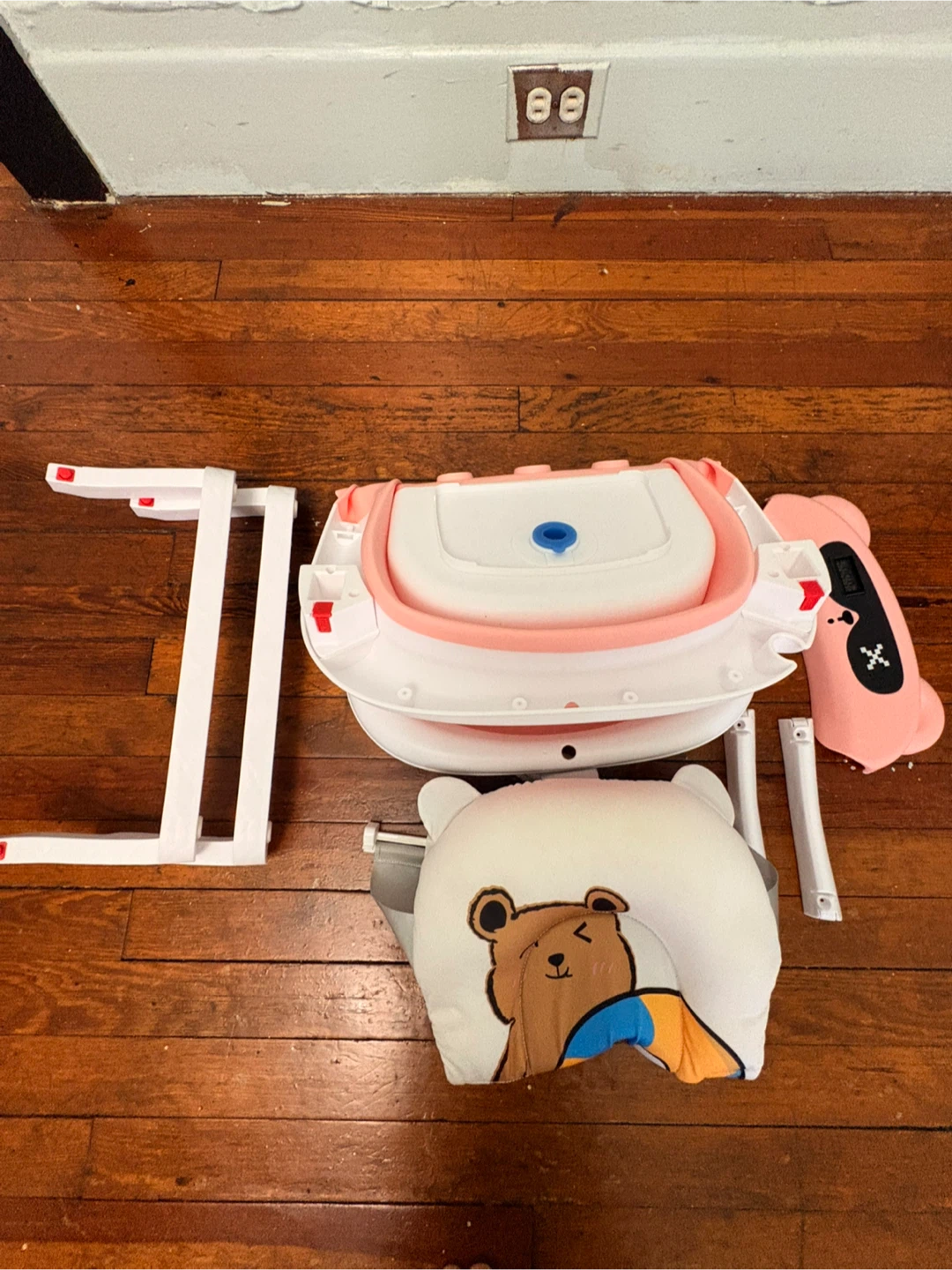 Pink Collapsible Baby Bathtub with Bear Pad - photo 2