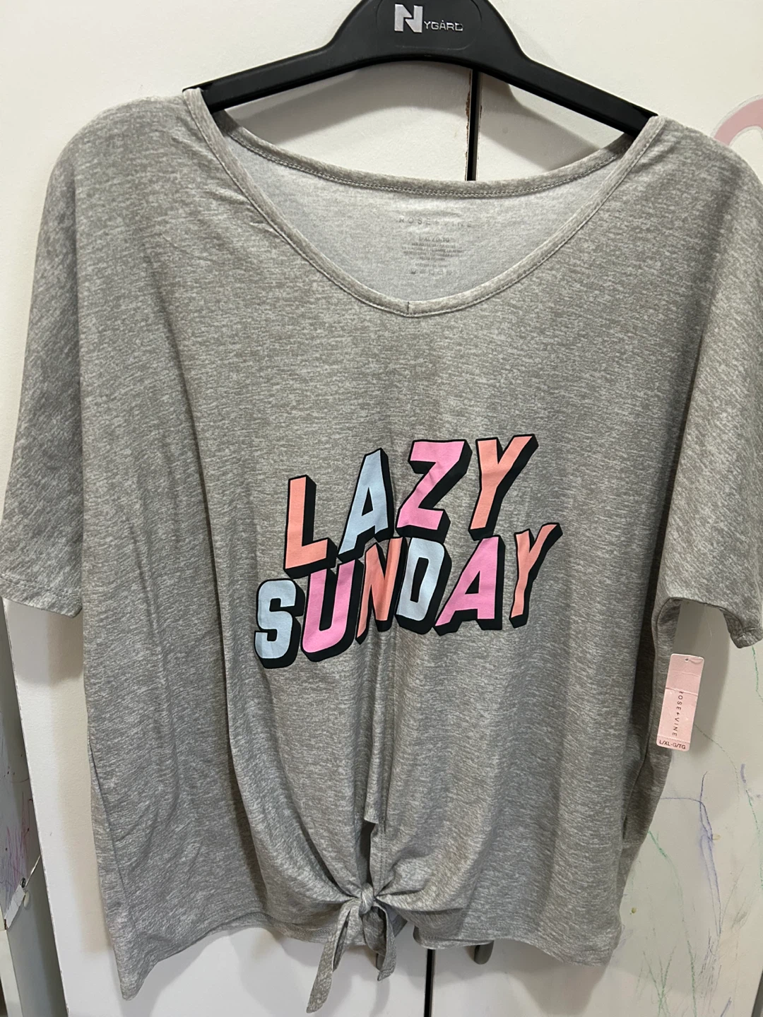 Women's Grey "Lazy Sunday" Tie-Front T-Shirt - photo 2