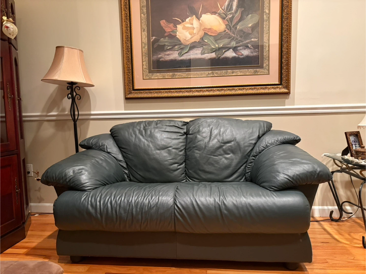 Green Leather Sofa and loveseat - photo 2