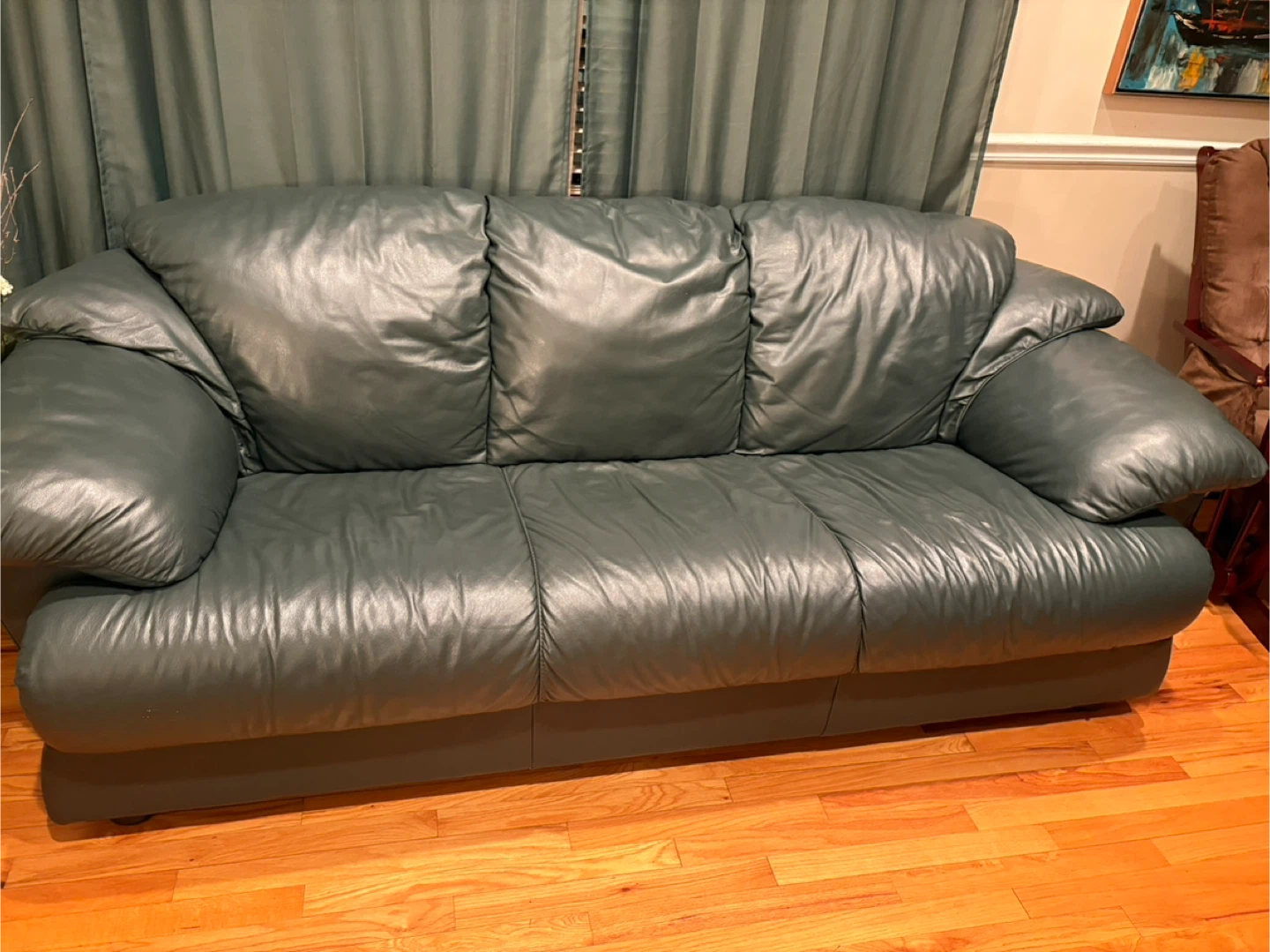 Green Leather Sofa and loveseat