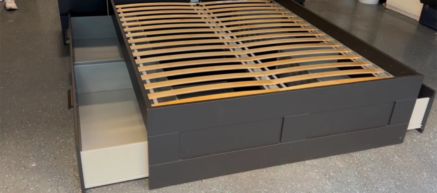 Black Queen Bed Frame with Storage Drawers - photo 5
