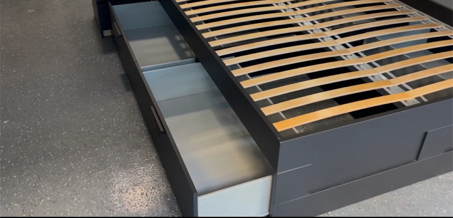 Black Queen Bed Frame with Storage Drawers - photo 3
